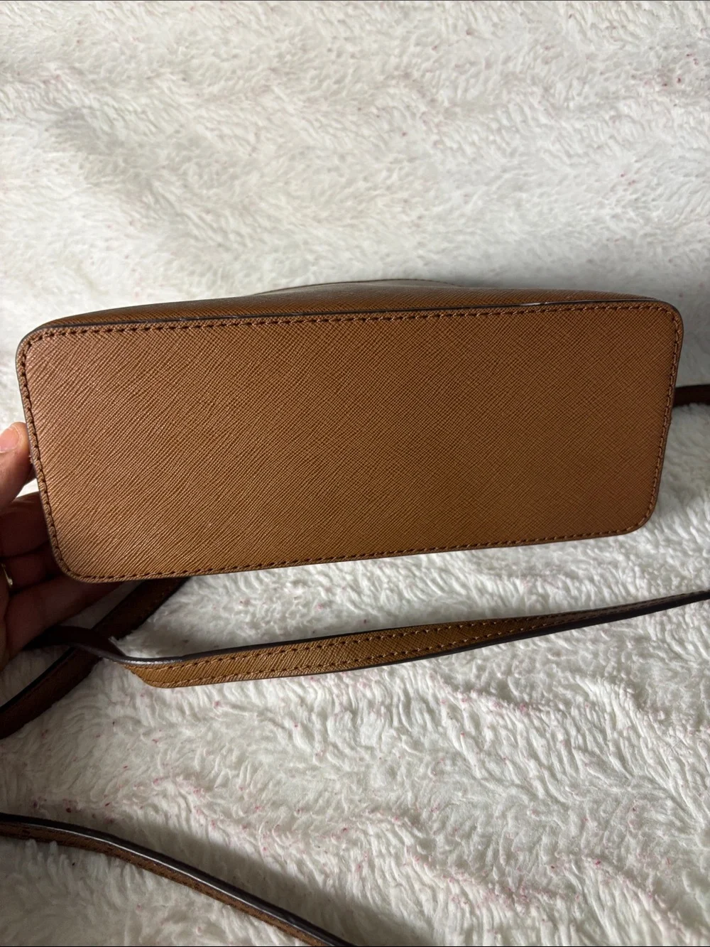 Michael Kors Camel Saffiano Leather Crossbody Dome Bag - Picture 5 of 8